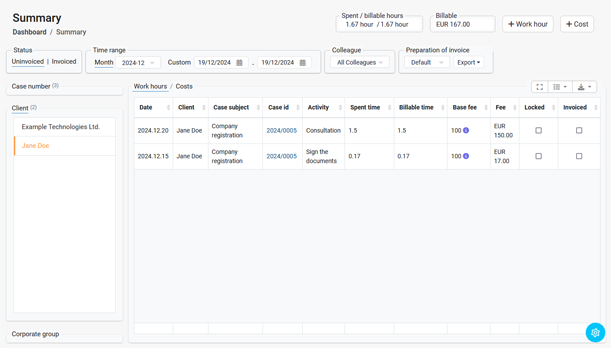 Urmărirea orelor de lucru
